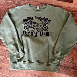 Gildan Olive Graphic Crewneck Sweater